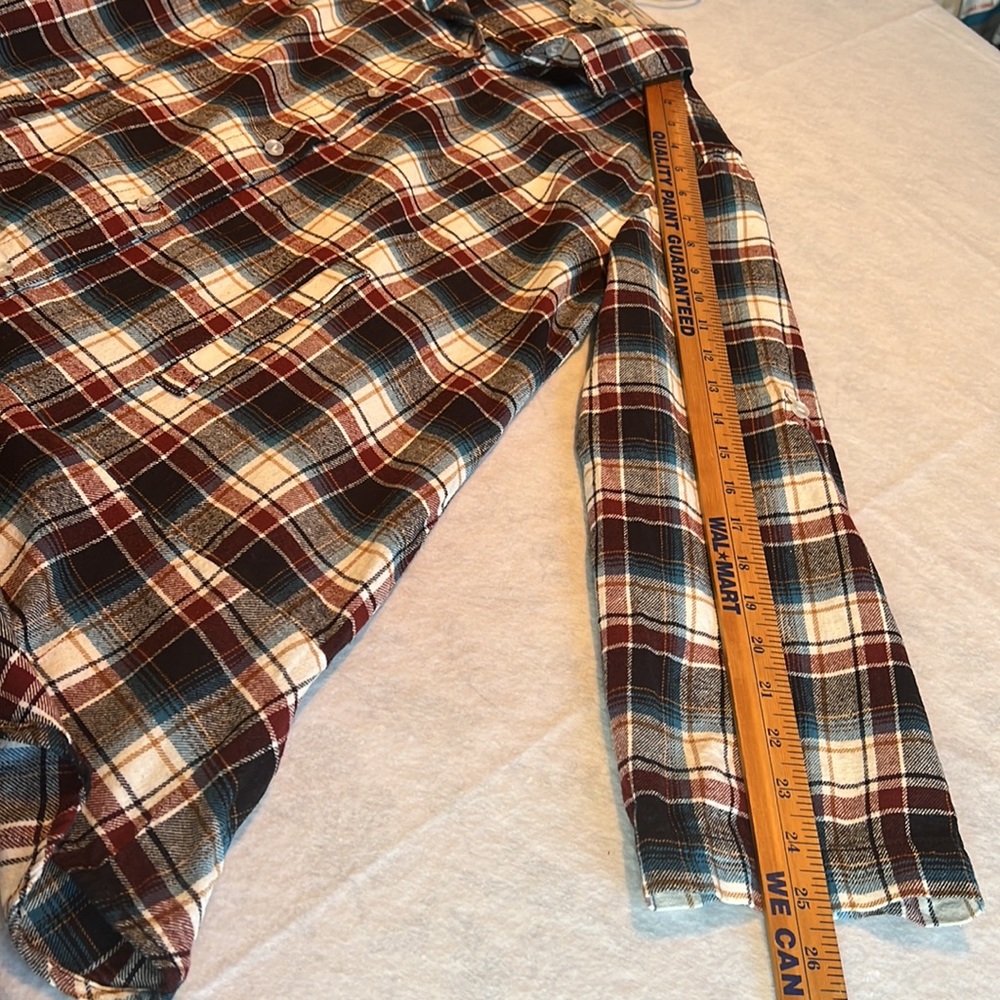 Simply Noelle Plaid Button Down Tunic Shacket Pockets Roll Tab Sleeve Size S/M - Picture 10 of 14